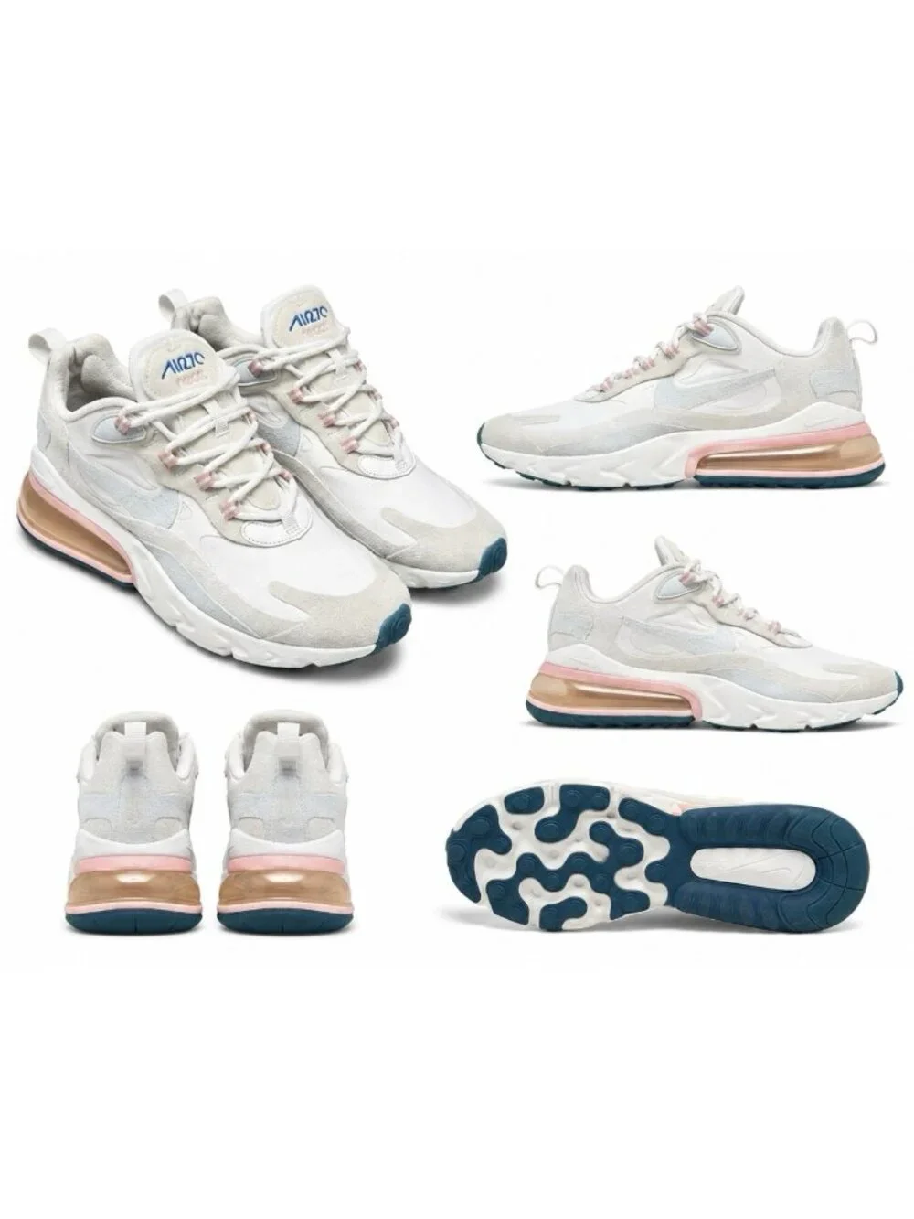 Nike Air Max 270 React Shoes Womens 9.5 American Modern White Pink AT6174-100